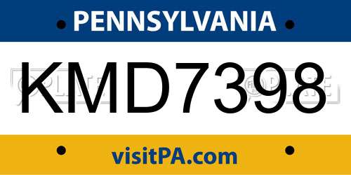KMD7398 Pennsylvania License Plate