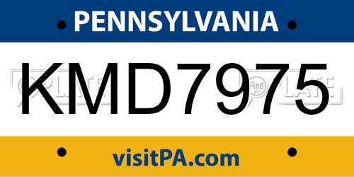 KMD7975 Pennsylvania License Plate