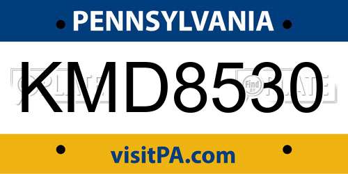 KMD8530 Pennsylvania License Plate