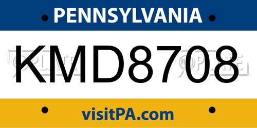 KMD8708 Pennsylvania License Plate