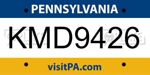 KMD9426 Pennsylvania License Plate