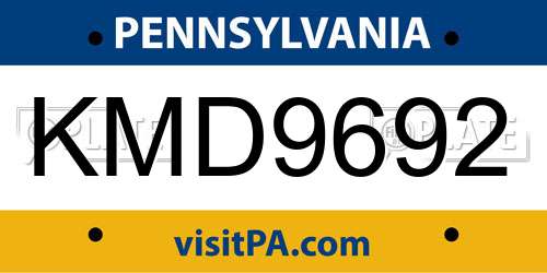 KMD9692 Pennsylvania License Plate