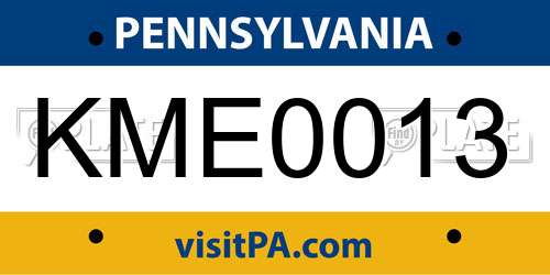 KME0013 Pennsylvania License Plate