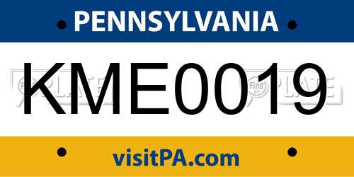 KME0019 Pennsylvania License Plate