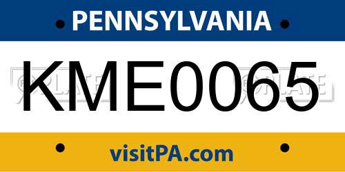 KME0065 Pennsylvania License Plate