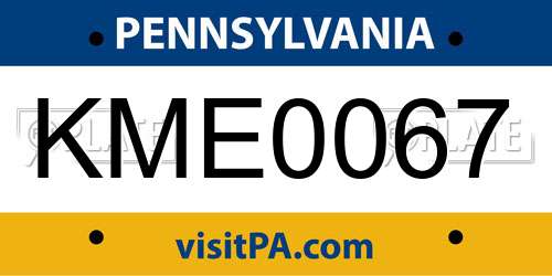 KME0067 Pennsylvania License Plate