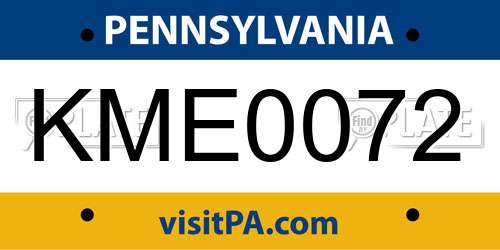 KME0072 Pennsylvania License Plate