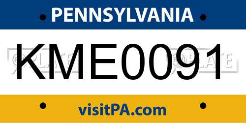 KME0091 Pennsylvania License Plate