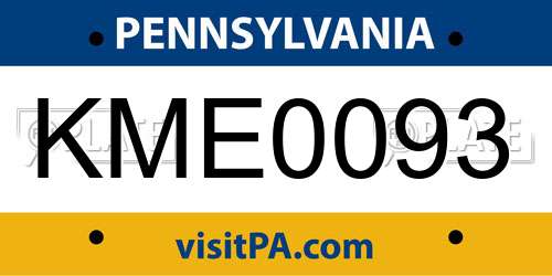 KME0093 Pennsylvania License Plate