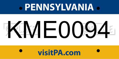 KME0094 Pennsylvania License Plate