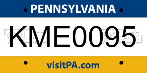 KME0095 Pennsylvania License Plate