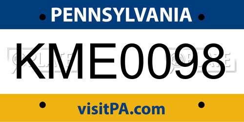 KME0098 Pennsylvania License Plate