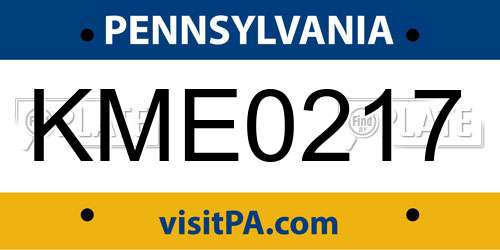 KME0217 Pennsylvania License Plate
