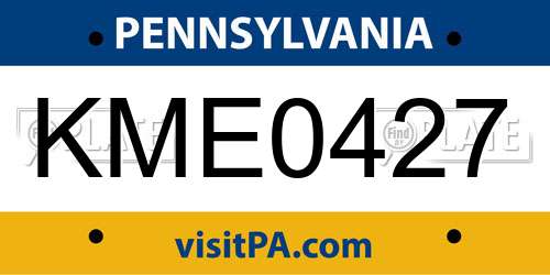 KME0427 Pennsylvania License Plate