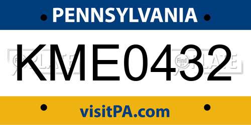 KME0432 Pennsylvania License Plate