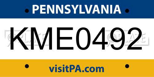 KME0492 Pennsylvania License Plate
