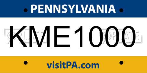 KME1000 Pennsylvania License Plate