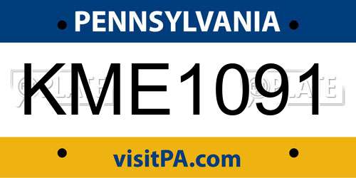 KME1091 Pennsylvania License Plate