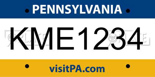 KME1234 Pennsylvania License Plate