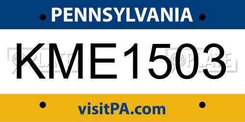 KME1503 Pennsylvania License Plate