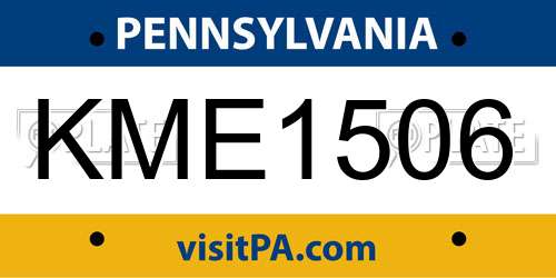KME1506 Pennsylvania License Plate