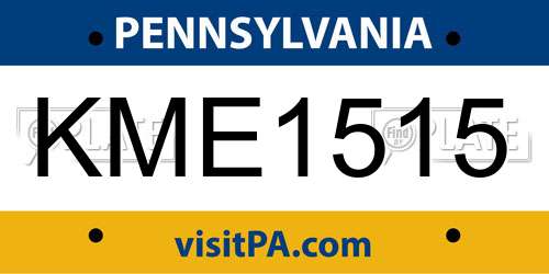 KME1515 Pennsylvania License Plate