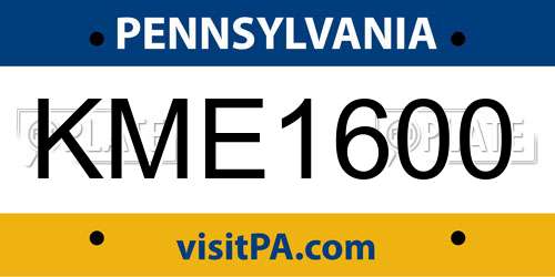 KME1600 Pennsylvania License Plate
