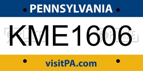 KME1606 Pennsylvania License Plate