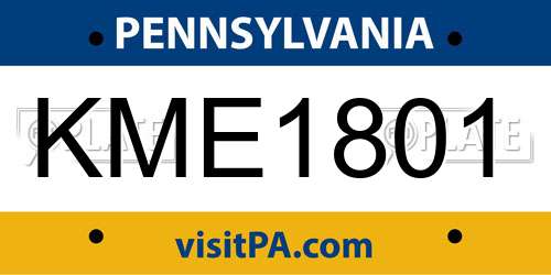 KME1801 Pennsylvania License Plate