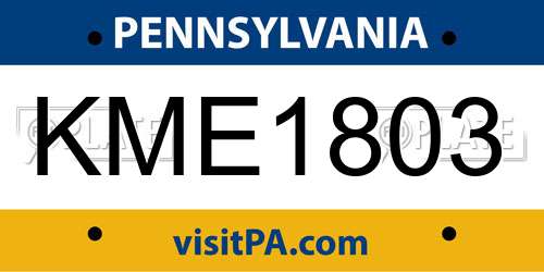 KME1803 Pennsylvania License Plate