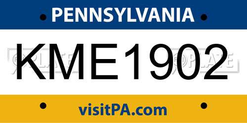 KME1902 Pennsylvania License Plate