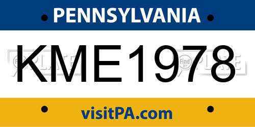 KME1978 Pennsylvania License Plate