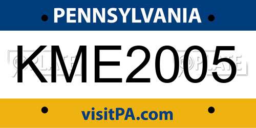 KME2005 Pennsylvania License Plate