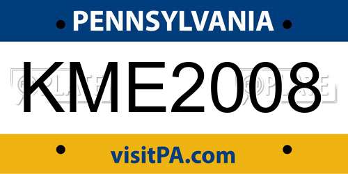 KME2008 Pennsylvania License Plate