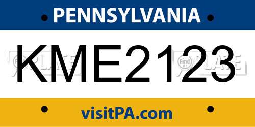 KME2123 Pennsylvania License Plate