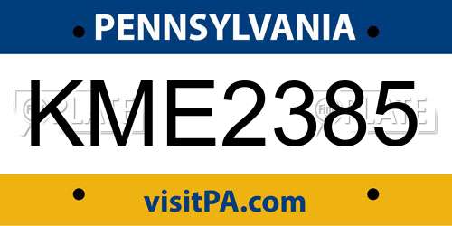 KME2385 Pennsylvania License Plate