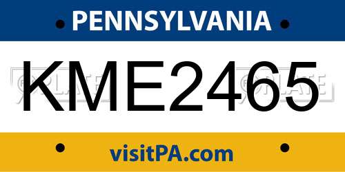 KME2465 Pennsylvania License Plate