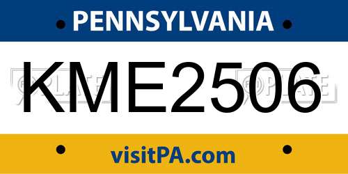 KME2506 Pennsylvania License Plate