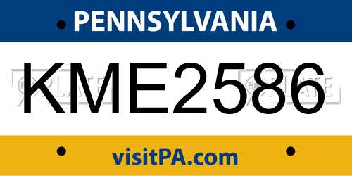 KME2586 Pennsylvania License Plate