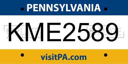 KME2589 Pennsylvania License Plate