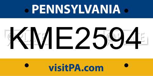 KME2594 Pennsylvania License Plate