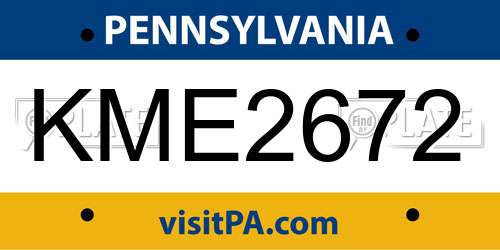 KME2672 Pennsylvania License Plate