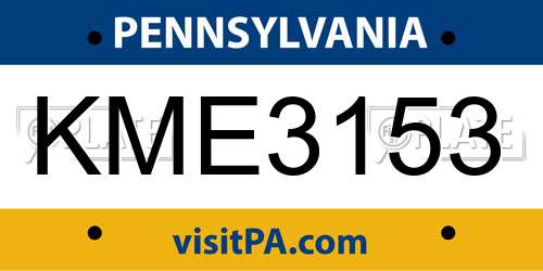KME3153 Pennsylvania License Plate