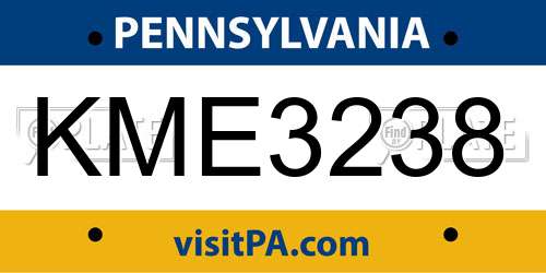 KME3238 Pennsylvania License Plate