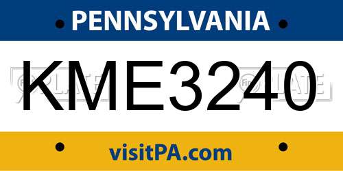 KME3240 Pennsylvania License Plate