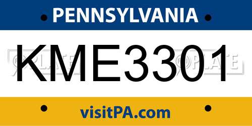 KME3301 Pennsylvania License Plate
