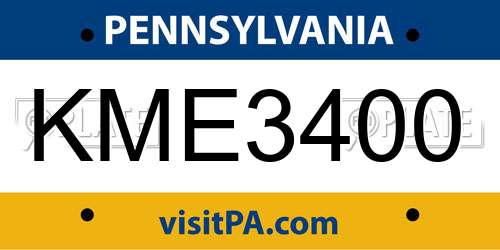 KME3400 Pennsylvania License Plate