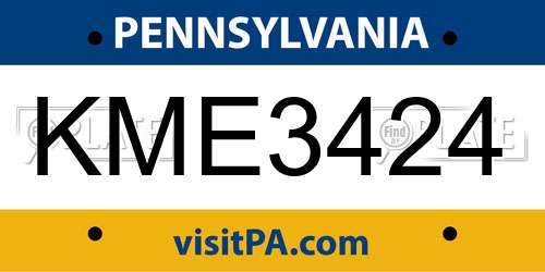 KME3424 Pennsylvania License Plate
