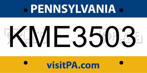 KME3503 Pennsylvania License Plate