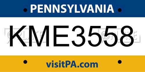 KME3558 Pennsylvania License Plate